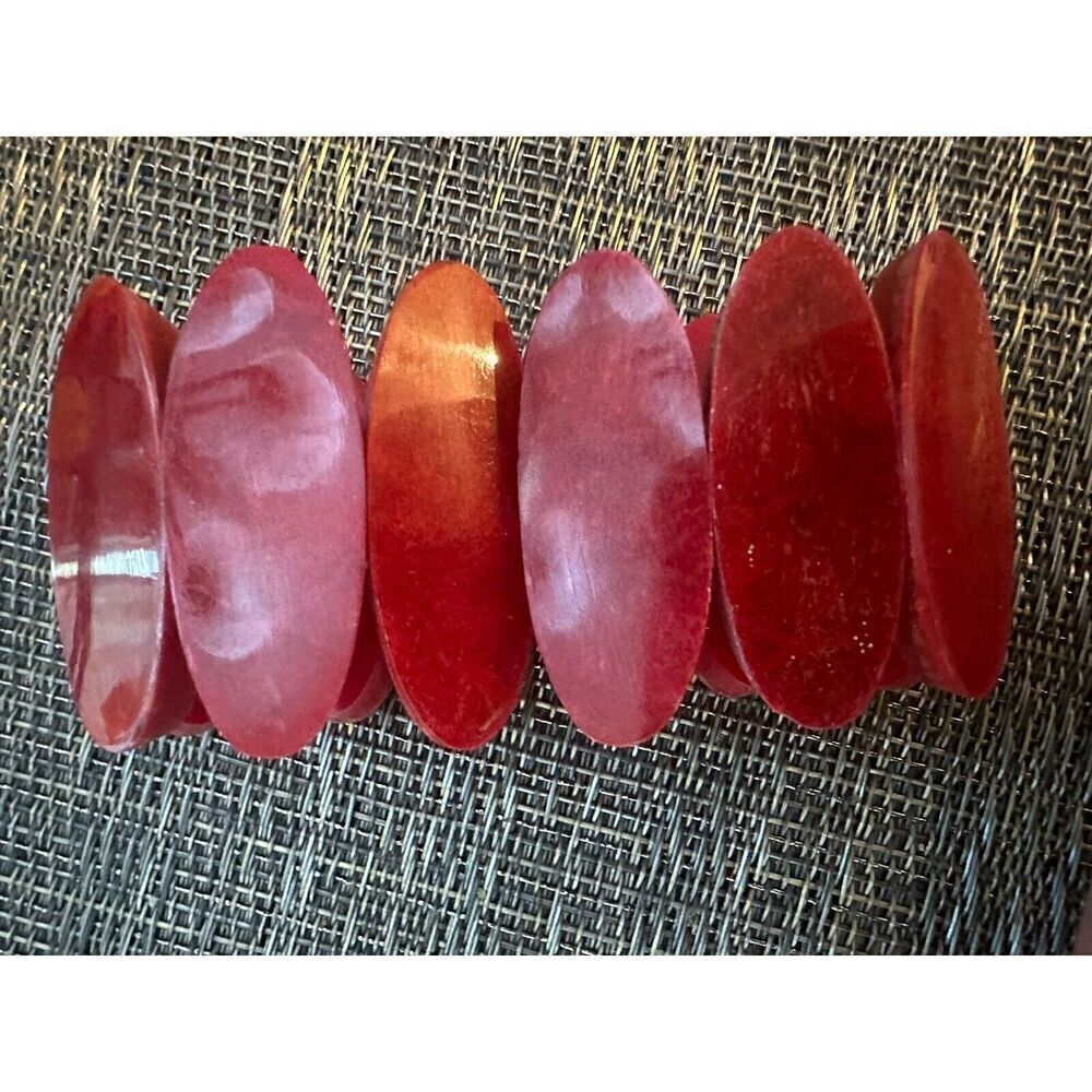 Red Coral Stretch Bracelet 7.5” Statement
